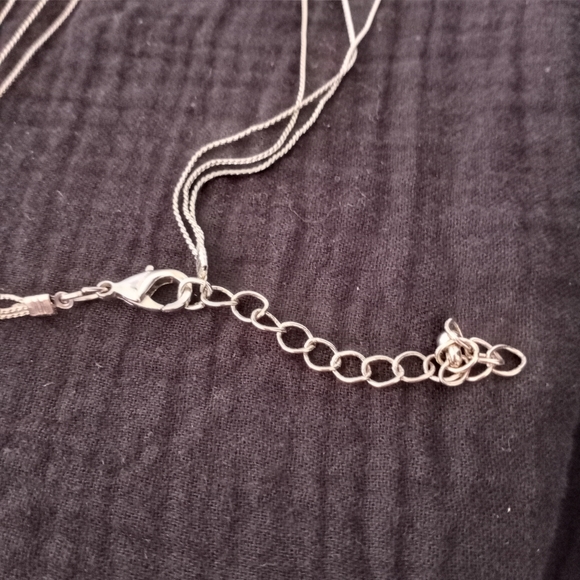 3 Strand Fixed Point Aquamarine & Slate Beaded Silver Statement Necklace - Picture 5 of 8